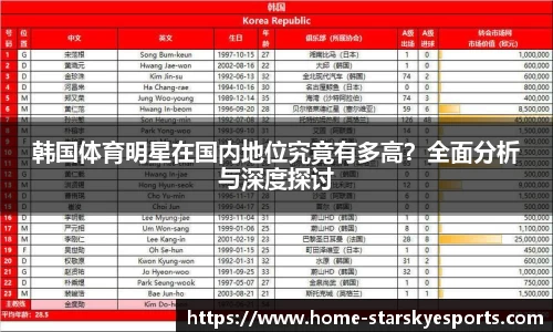 韩国体育明星在国内地位究竟有多高？全面分析与深度探讨