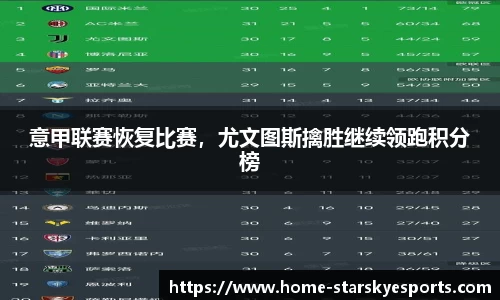 意甲联赛恢复比赛，尤文图斯擒胜继续领跑积分榜